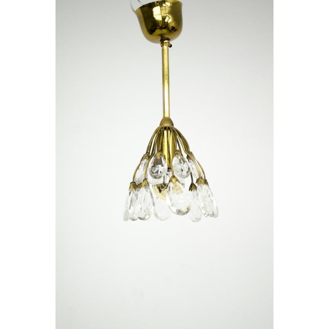 Metal Brass Pendant Light with Crystal For Sale - Image 7 of 7