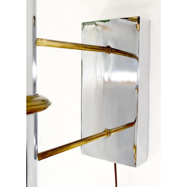 Fine Chrome Brass Mid Century Modern Sconce Light Fixture Lamp For Sale - Image 10 of 13