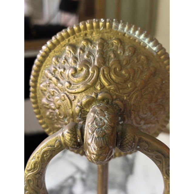Vintage Large Scale Architectural Brass Freestanding Hand Towel Ring Holder For Sale - Image 11 of 11