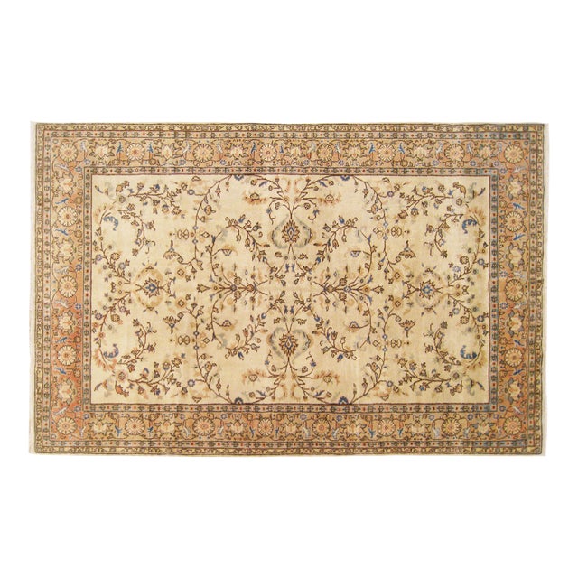 Vintage Turkish Decorative Oriental Oushak Rug in Room Size For Sale