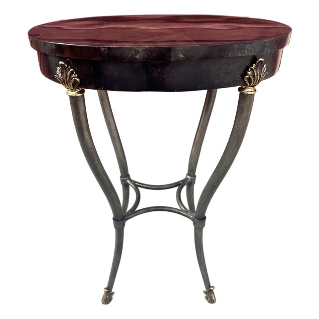 Ethan Allen Regency Style Faux Tessellated Horn Accent Table For Sale