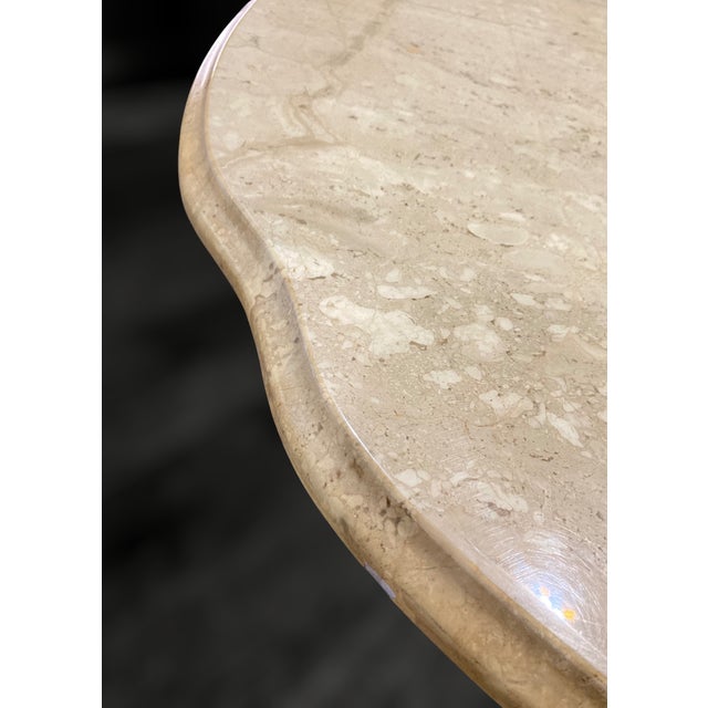 Pair of 1970s Italian Travertine Scalloped Edge Pedestal End Tables For Sale - Image 15 of 18