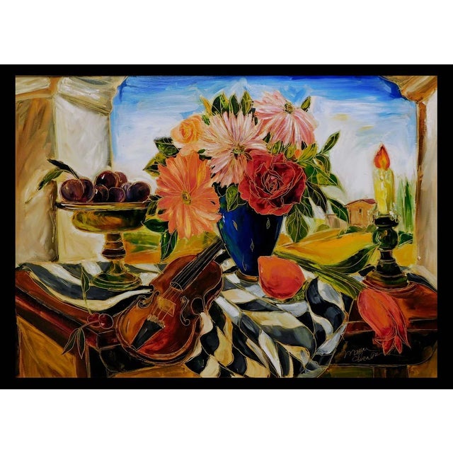 Impressionist Maya Eventov "Afternoon Serenade" Original Acrylic on Canvas, H.Signed For Sale - Image 3 of 9