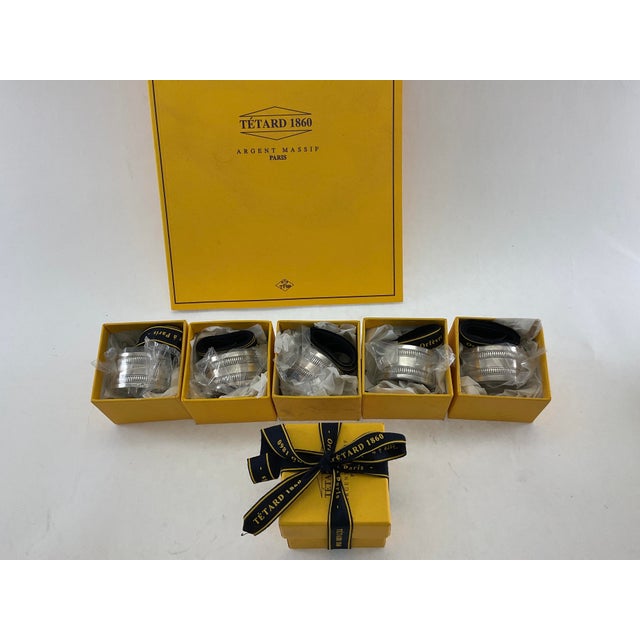 Silver New 1990s Set of 6 Refined Sterling Silver Round Napkin Rings, Gadroon. For Sale - Image 8 of 18