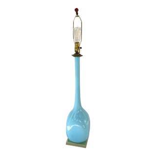 Vintage Murano Glass Long-Neck Blue Table Lamp For Sale