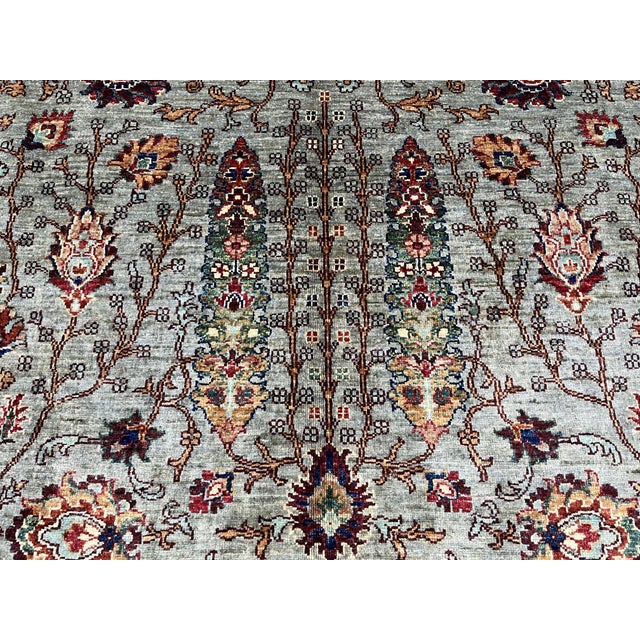Gray and Rust Persian Sultanabad Style Floral Rug - 6'9" X 9'11" For Sale - Image 6 of 11