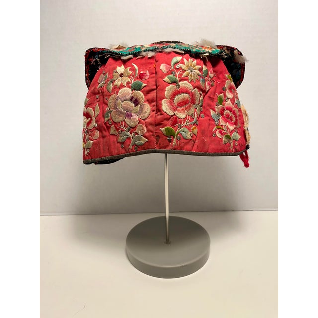 Antique Chinese Silk & Cotton Embroidered Child’s Miao Hat, Baby Cap No tears, some fabric wear commensurate with age! See...