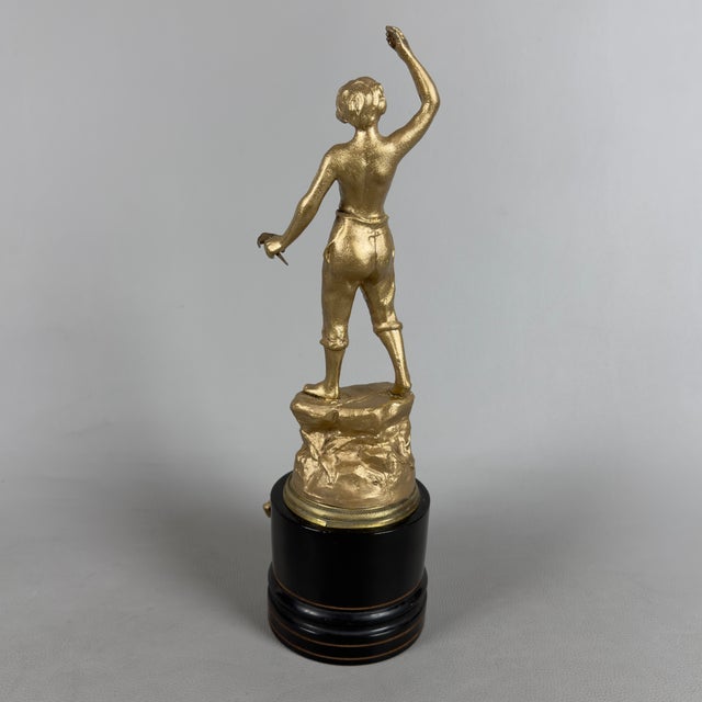 Antique Gilded Antimony Sculpture of a Miner by Ruchet, Early 1900s For Sale - Image 3 of 12