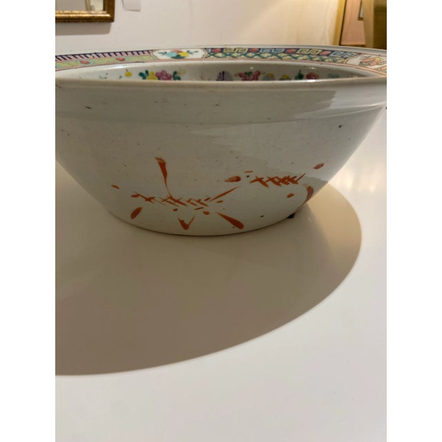 Antique White Late 19th Century Chinese Famille Rose Centerpiece Bowl For Sale - Image 8 of 10