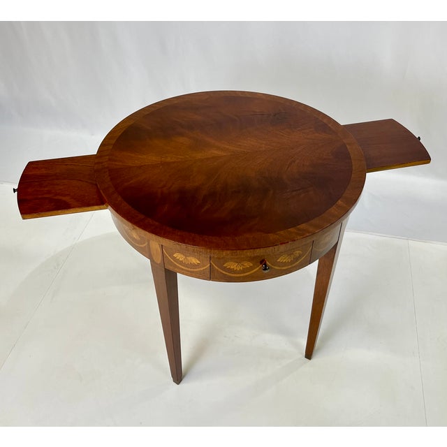 Late 20th Century Late 20th Century Baker Furniture Federal Style Mahogany Drum Table With Candle Slides For Sale - Image 5 of 15