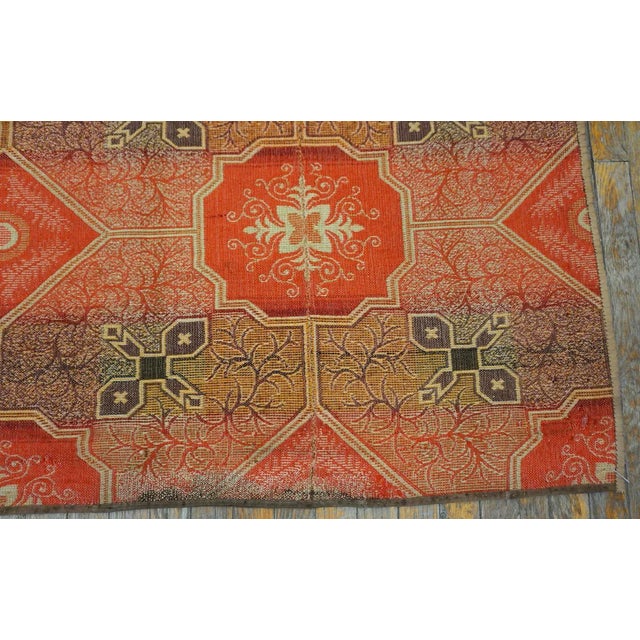 Red 1870s Red Octagonal Geometric Antique American Ingrain Carpet 7'7" X 9'6" Flatweave Wool Rug For Sale - Image 8 of 15