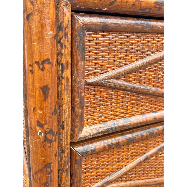 Tan Vintage Bloomingdale’s Nightstand or End Side Table in Bamboo Rattan, Attributed For Sale - Image 8 of 8