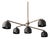 Mid-Century Modern Brass Dome Chandelier, 5-Light Black Pendant Lighting, Mid Century Dining Room Fixture For Sale