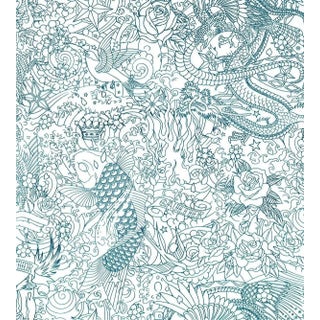 Sample - Jean Paul Gaultier for The House of Scalamandré Horimono Wallcovering, Canard For Sale