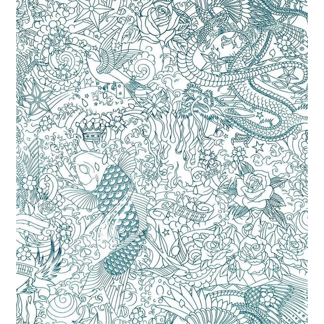 Sample - Jean Paul Gaultier for The House of Scalamandré Horimono Wallcovering, Canard For Sale