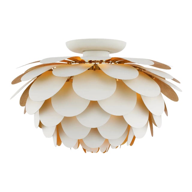 Chapman & Myers for Visual Comfort Signature Cynara Large Flush Mount in White & Gild For Sale