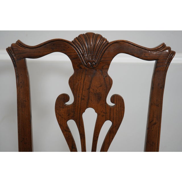 1990s Set of 6 Henredon Oak English Chippendale Dining Chairs For Sale - Image 5 of 12