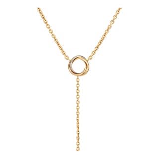 Cartier Pampilles Lariat Necklace 18k Gold Trinity Adjustable Signed Jewelry For Sale
