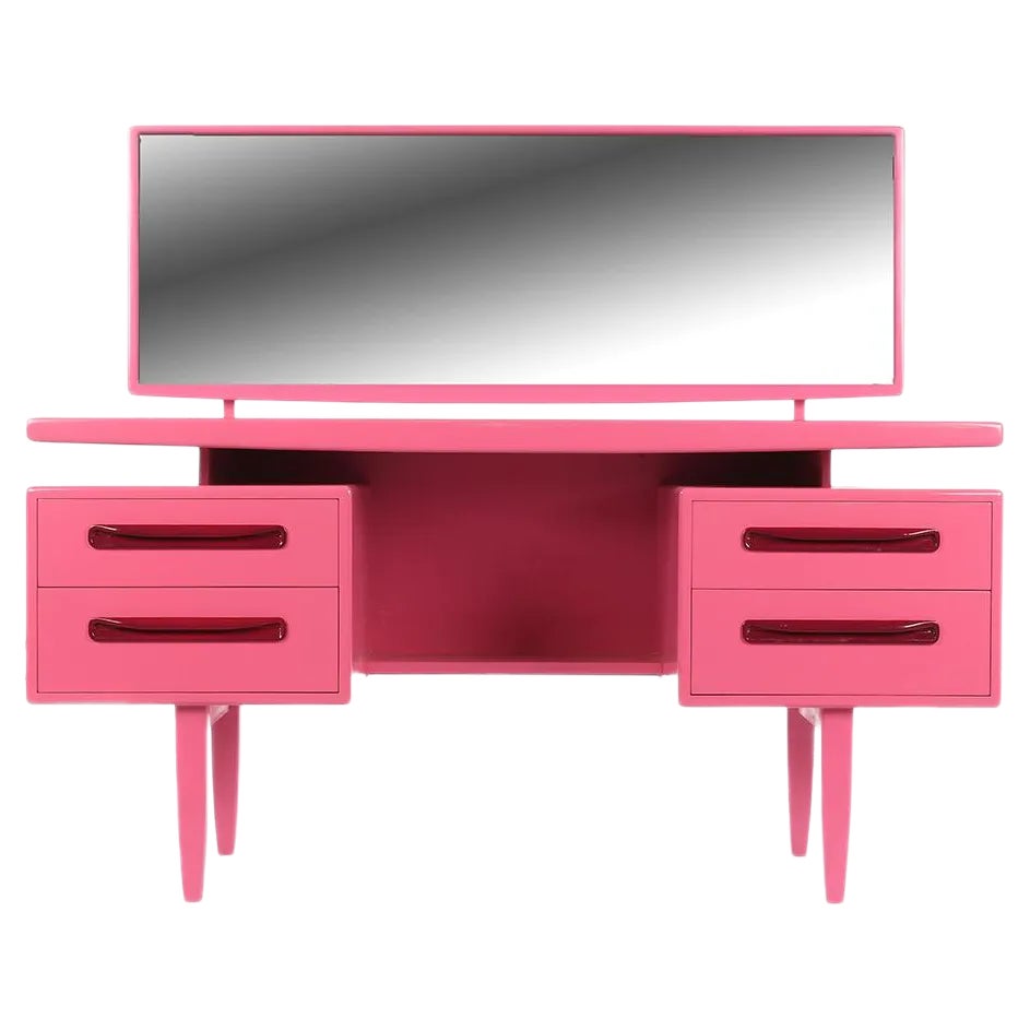 Pink Lacquered Wood Dressing Table with 4-Drawers, 1960s | Chairish