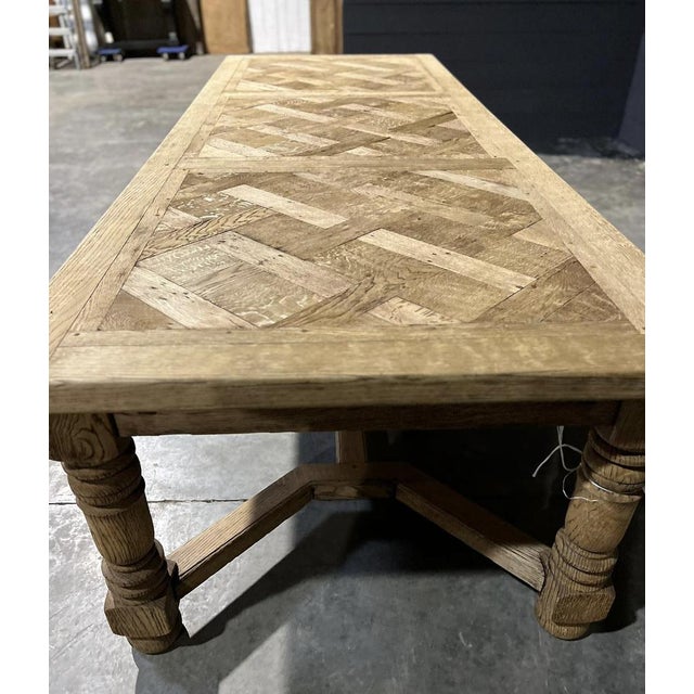 Oak Parquetry Top Farmhouse Dining Table, 1924 For Sale - Image 17 of 18