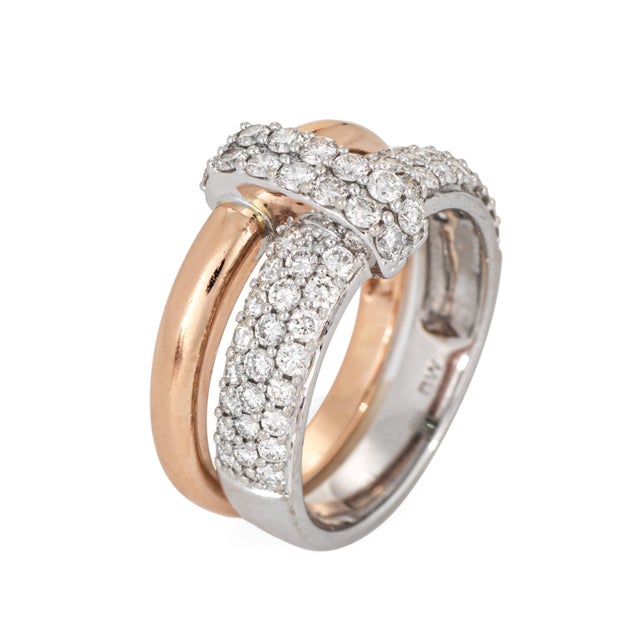 Stylish contemporary diamond ring crafted in 14k rose & white gold. Diamonds total an estimated 1.11 carats (estimated at...