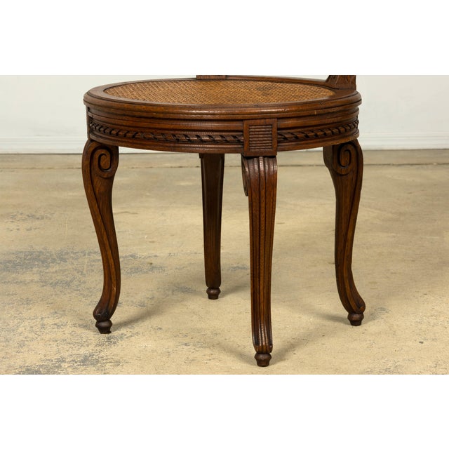 Set of Six Mid-19th Century French Napoleon III Carved Oak and Cane Dining Chairs For Sale - Image 9 of 18