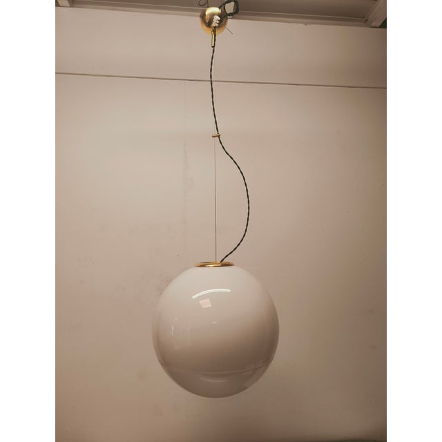 Leucos Suspension with Brass Frame by Roberto Pamio, 1980s For Sale - Image 6 of 16