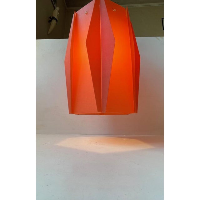 Mid-Century Orange Harlequin Hanging Lamp by Lars Eiler Schiøler for Hoyrup, 1960s For Sale - Image 4 of 10