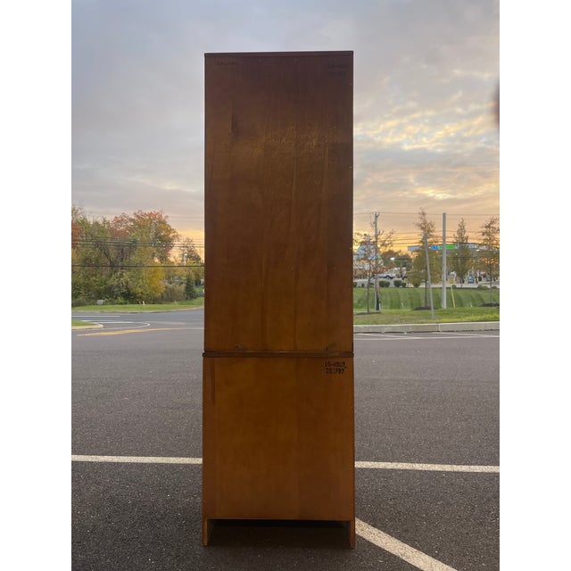 1980s Ethan Allen Heirloom Nutmeg Maple Custom Room Plan 24" Shutter Door Unit With Bookcase Top