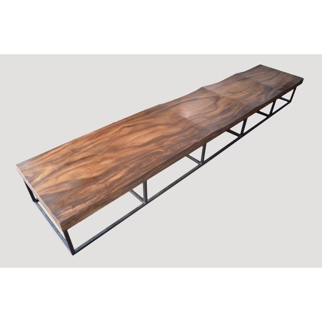 Andrianna Shamaris Single Slab Suar Wood Long Wave Bench For Sale - Image 10 of 18