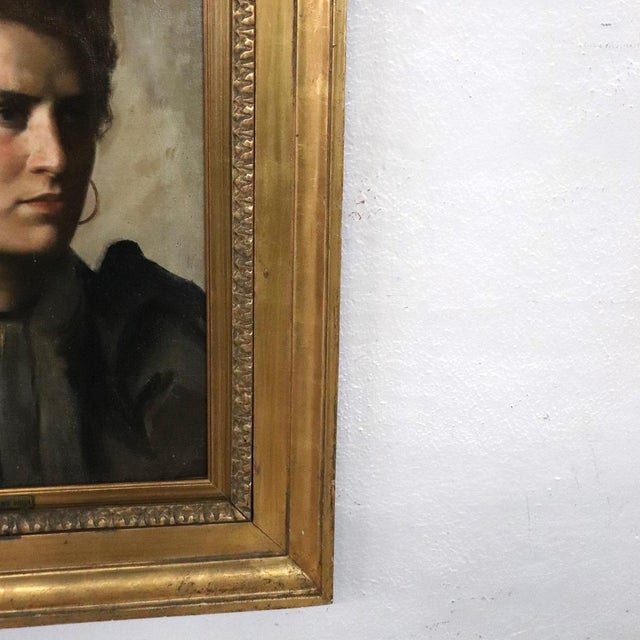 Nazzareno Sidoli, Female Portrait, Oil Painting on Canvas, Early 20th Century, Framed For Sale - Image 4 of 16