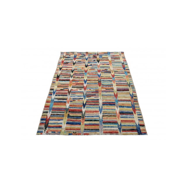 Mid-Century Modern Colorful Small Modern Wool Rug For Sale - Image 3 of 7