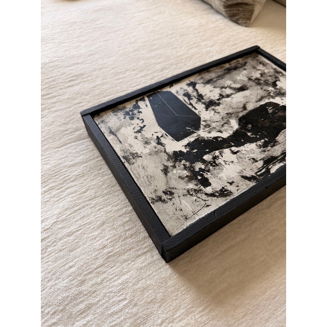 “El Carasol” mixed media framed painting by Ignacio Osuna. Painted black frame. 7.25 x 10.75.