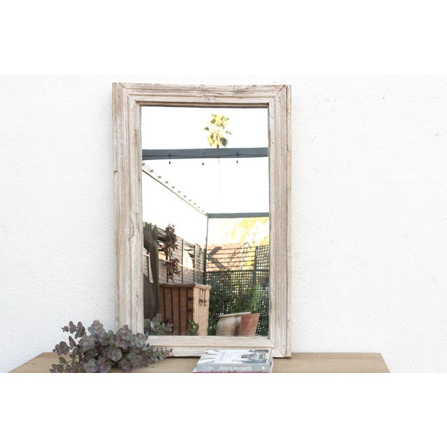 Wood 42" Long Antique Sun Bleached Teak Mirror For Sale - Image 7 of 7