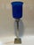 Hollywood Regency Blue Glass Column Tall Hurricane For Sale - Image 3 of 11