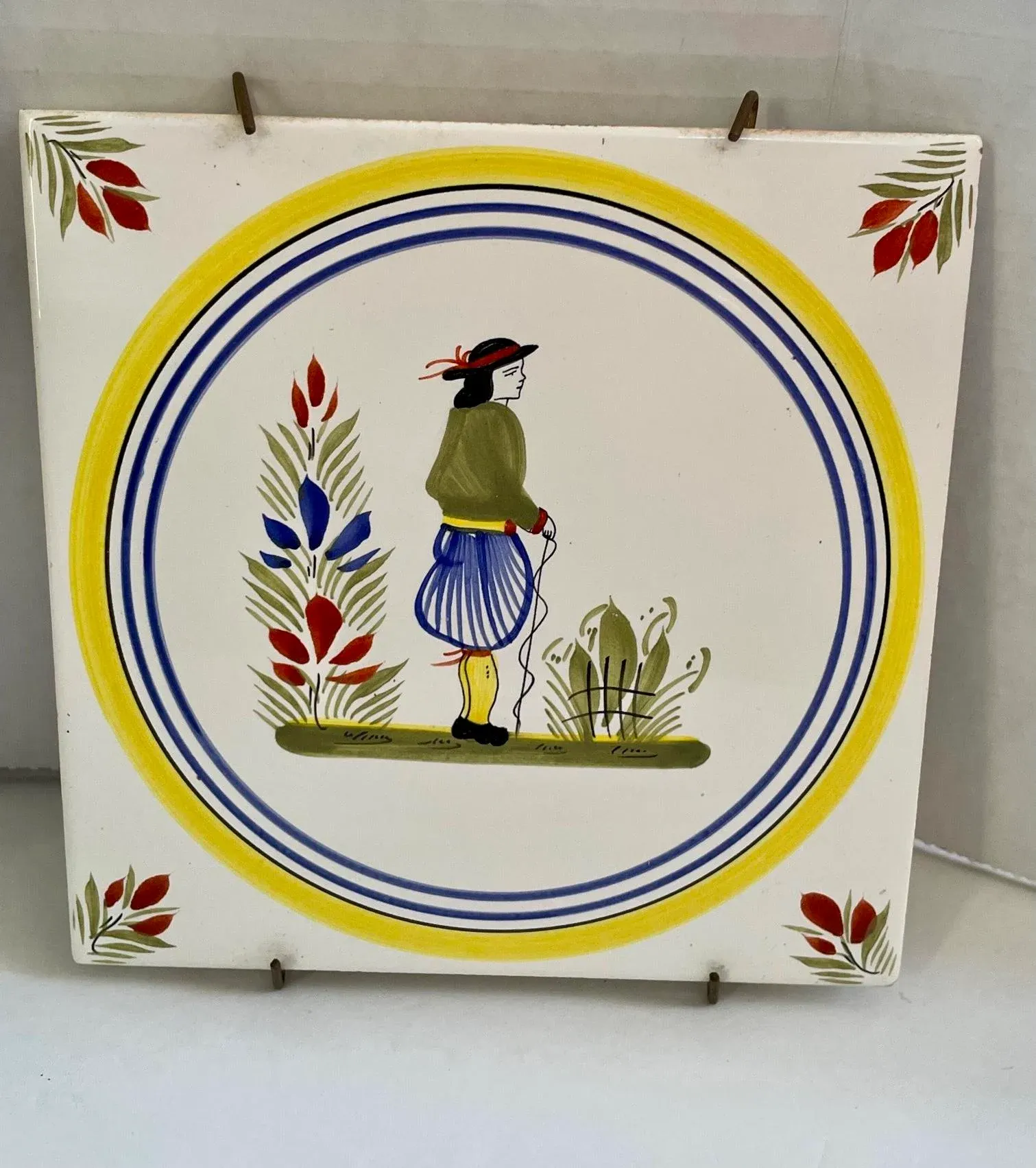Vintage French Faience Quimper Pottery- Henriot Quimper Plate and