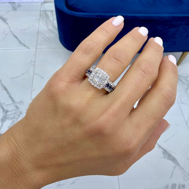 Silver Vera Wang Love 14k Gold Gsi 2.05ct Lab-Grown Diamond Sapphire Engagement Ring, Size 6.5 For Sale - Image 8 of 10