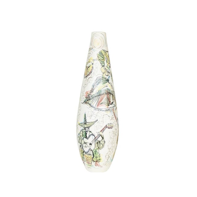 Mid-Century Modern Large Decorative Vase with Hand-Painted Mariachi and Dancers Scene, 1950s-1960s For Sale - Image 3 of 17