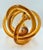 1970s Vintage Hand-Blown Amber Art Glass Infinity Rope Love Knot Sculpture For Sale - Image 5 of 10
