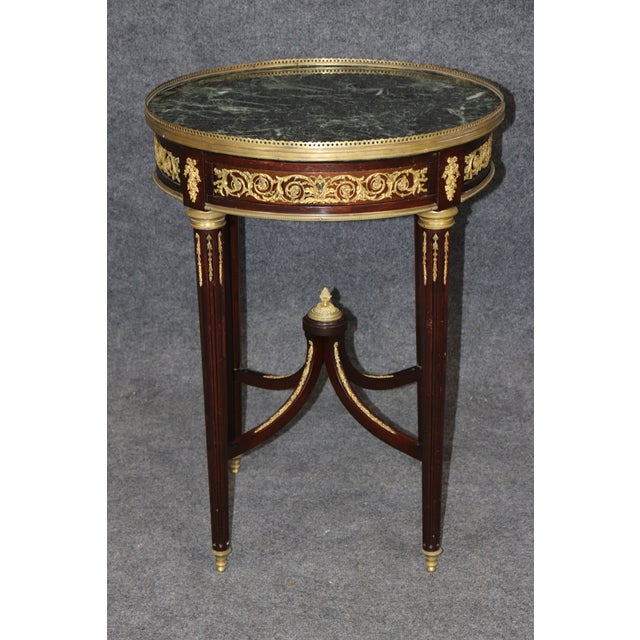 Stone 19th C French Louis XVI Style Ormolu Mounted Marble Top End Table For Sale - Image 7 of 15