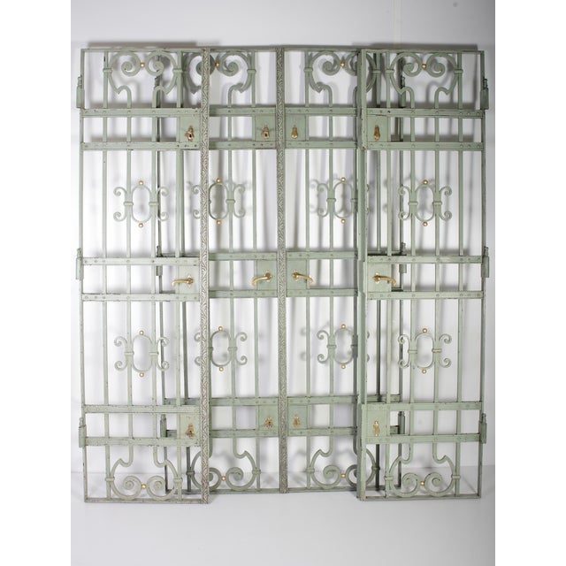 Antique Green Iron Wrought Double Doors, 1880s, Set of 2 For Sale - Image 18 of 18