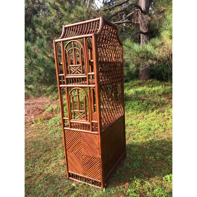 Chinoiserie Vintage Rattan Chinoiserie Pagoda Etagere For Sale - Image 3 of 11