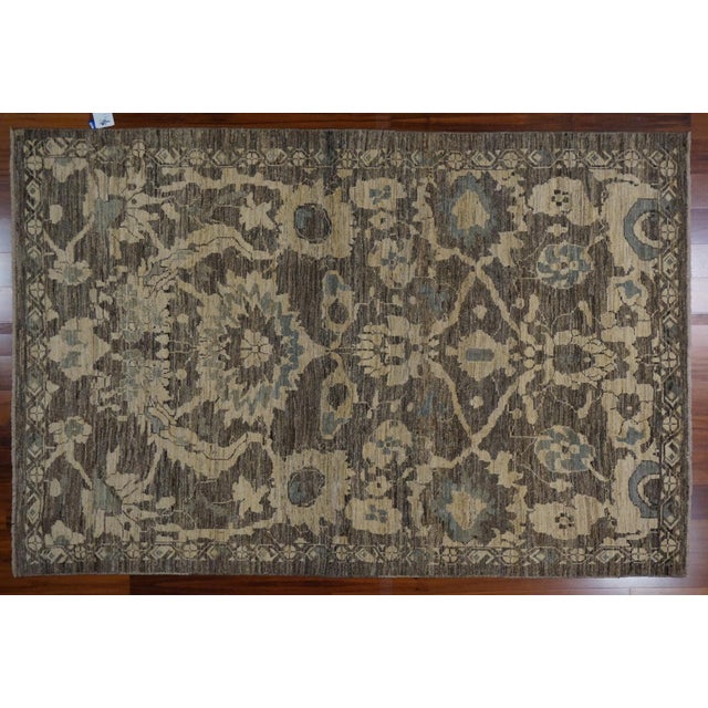 Turkish Sultanabad Wool 6x9 Gray, Ivory & Slate Handmade Area Rug #1143045 For Sale - Image 4 of 4