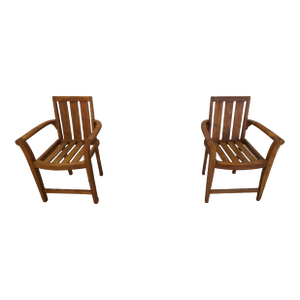 Late 20th Century Teak Outdoor Armchairs - Set of 2