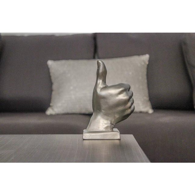 Plastic Silver Thumbs Up Hand Sculpture For Sale - Image 7 of 7