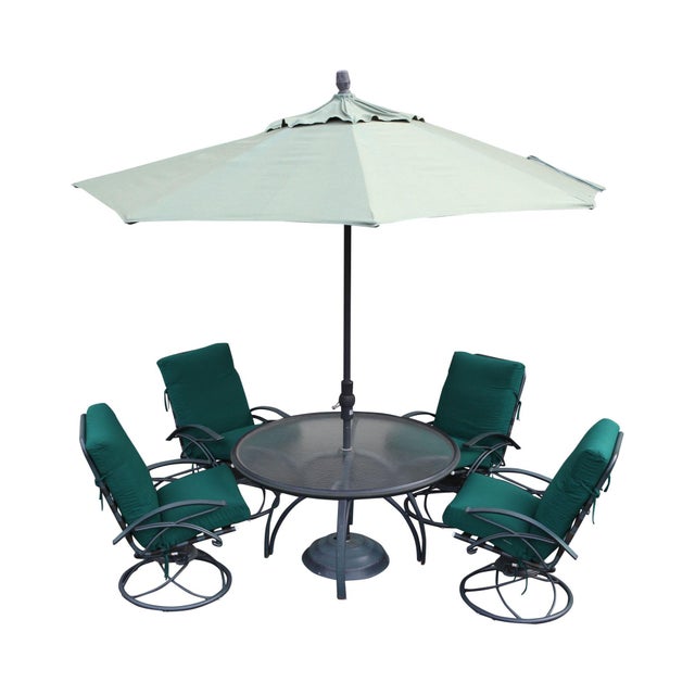 Homecrest Vintage 5 Piece Patio Dining Set Round Table 4 Swivel Rocking Chairs Chairish