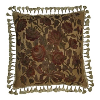 Traditional -Style Embroidered Throw Pillow For Sale