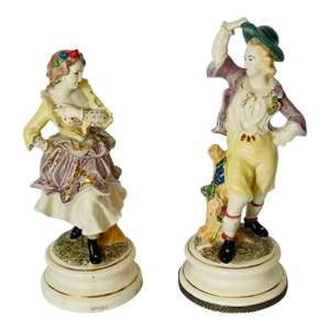 Rare Antique Austrian Vienna Werkstate Jugendstil Ceramic Sculptures Pair