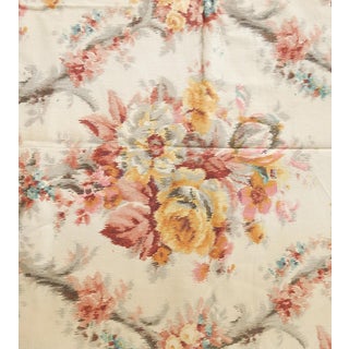 Vintage Floral Ikat Cotton Drapery Fabric Panels 5y For Sale
