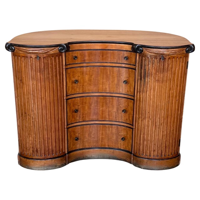 Early 20th Century Art Deco Demilune Burl Walnut and Ebonized Credenza with doors and drawers For Sale - Image 15 of 18